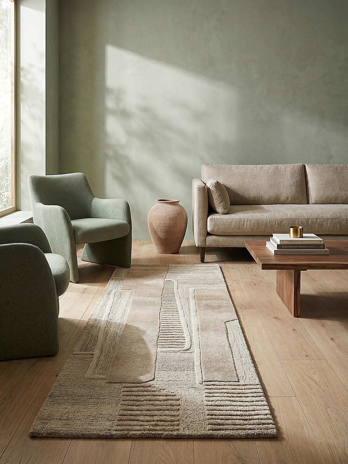 TEPPICH aus Wolle EDALE in Natur, abstrakt, 80 x 300 cm - Beige, Textil (80/300cm) - KADIMA DESIGN