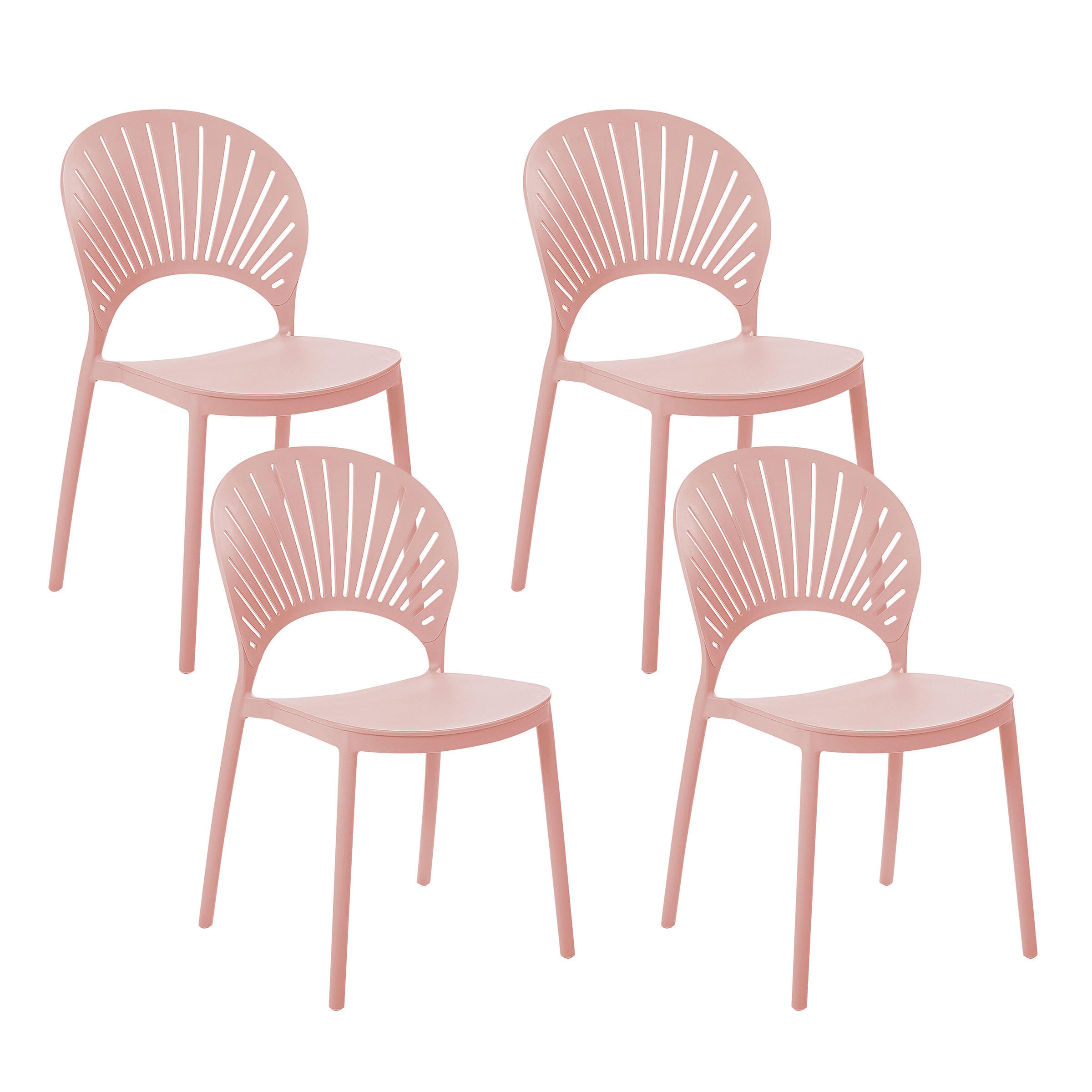 GARTENSTÜHLE 4er-Set Kunststoff rosa Ostia - Pink, Kunststoff (46/83/51cm) - Beliani