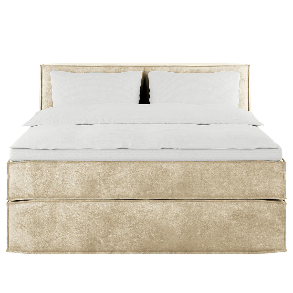 BOXSPRINGBETT mit Kopfteil - Premium - Beige, Textil (160/200cm) - home24