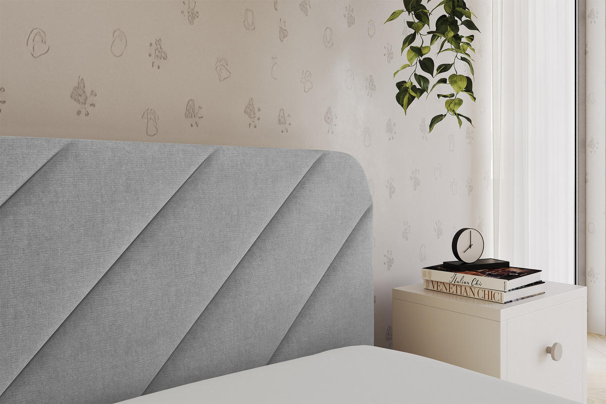 EINZELLBETT Jugendbett mit Bettkasten und Matratze H3/H4, Links - FIKY 90x200 Grau - Hellgrau, Holzwerkstoff/Textil (90/200cm) - ALTDECOR