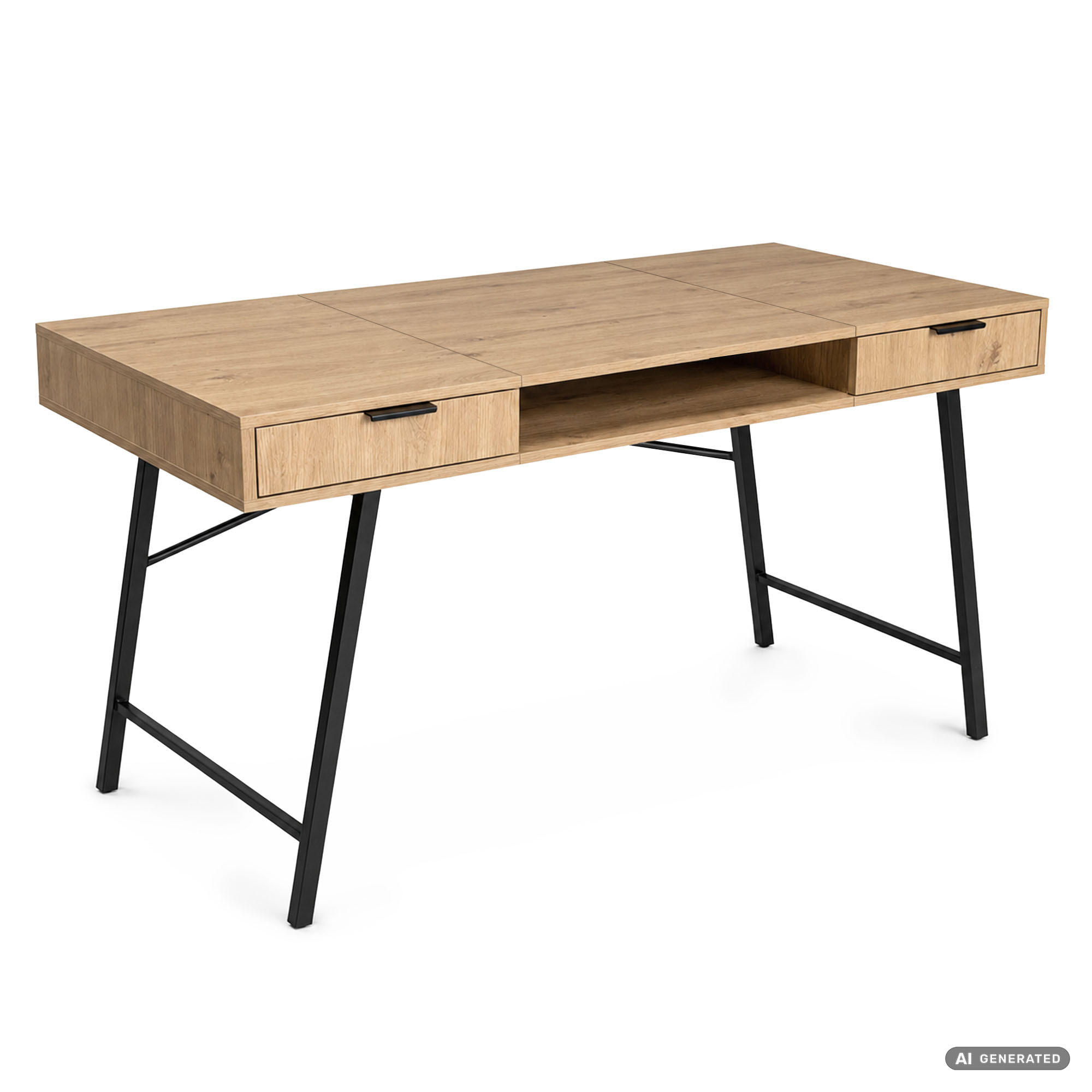 SCHREIBTISCH ARDEN 120 cm Artisan Eiche - Schwarz/Eiche Artisan, Holzwerkstoff (120/50/80.5cm) - Akord