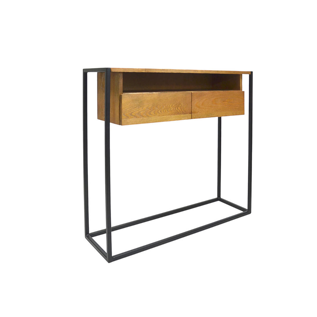 KONSOLENTISCH loft aus Massivholz mit Metallbeinen - Eichefarben, Holz (95/90/30cm) - Rawood Furniture