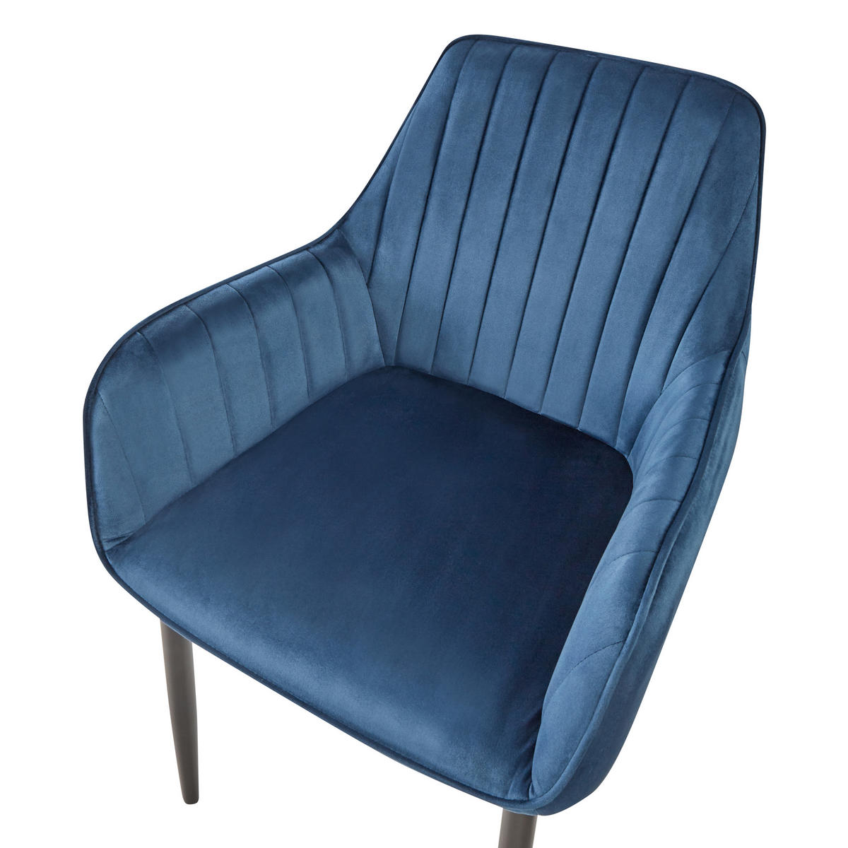 STUHL 2er-Set Samtstoff Blau Wellston - Blau, Textil/Metall (58/86/43cm) - Beliani