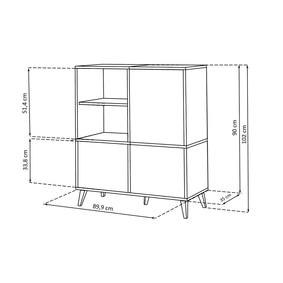 SIDEBOARD MIT WEINSCHRANK FONDI, Weiß, Skandinavische Tanne - Hellbraun/Weiß, Glas/Holzwerkstoff (90/102/35cm) - Komodee