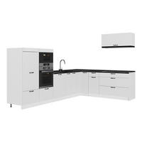 KUHINJA U OBLIKU SLOVA L Fame-Line, Bijela Seoska/Bijela, 327 x 227 cm bez radne ploče - bijela, drvni materijal (327/153.6/51.6cm) - Vicco