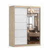 SCHIEBETÜRENSCHRANK - Beni 05 Classic (Sonoma + Weiß) - Weiß/Sonoma Eiche, Holzwerkstoff/Metall (150/200/61cm) - Möblo
