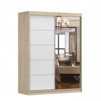 SCHIEBETÜRENSCHRANK - Beni 05 Classic (Sonoma + Weiß) - Weiß/Sonoma Eiche, Holzwerkstoff/Metall (150/200/61cm) - Möblo