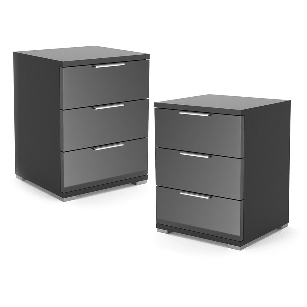 NACHTTISCH Florenz Schwarz 46.2 x 60.5 cm 2er Set - Schwarz, Holzwerkstoff (46.2/60.5/42cm) - Vicco