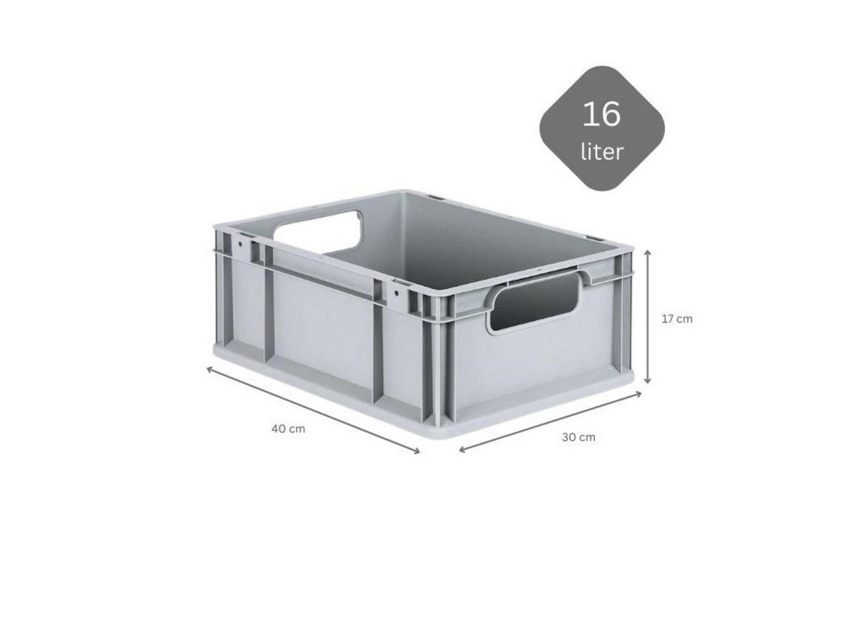 EUROBOX 5x Nextgen Economy Griffe Offen 17x30x40cm 16 Liter - Grau, Kunststoff (30/17/40cm) - PROREGAL