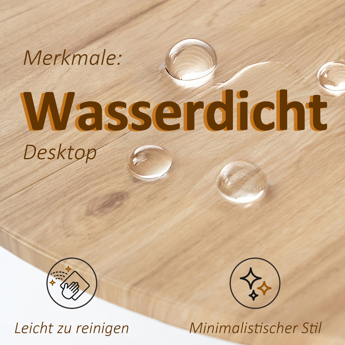 ESSZIMMER SET – 1 Tisch + 2 Stühle – Holzoptik & Beige Stoff - Beige, Holzwerkstoff/Metall (80/75/80cm) - Urban Meuble