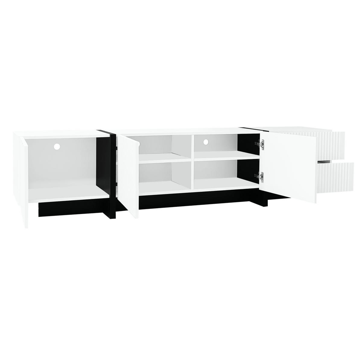 TV-LOWBOARD aus MDF und Spanplatte 190x35x45 cm Weiß/Schwarz mit 3 Türen und 2 Schubladen - Weiß, Holzwerkstoff (190/45/35cm) - IVMEU