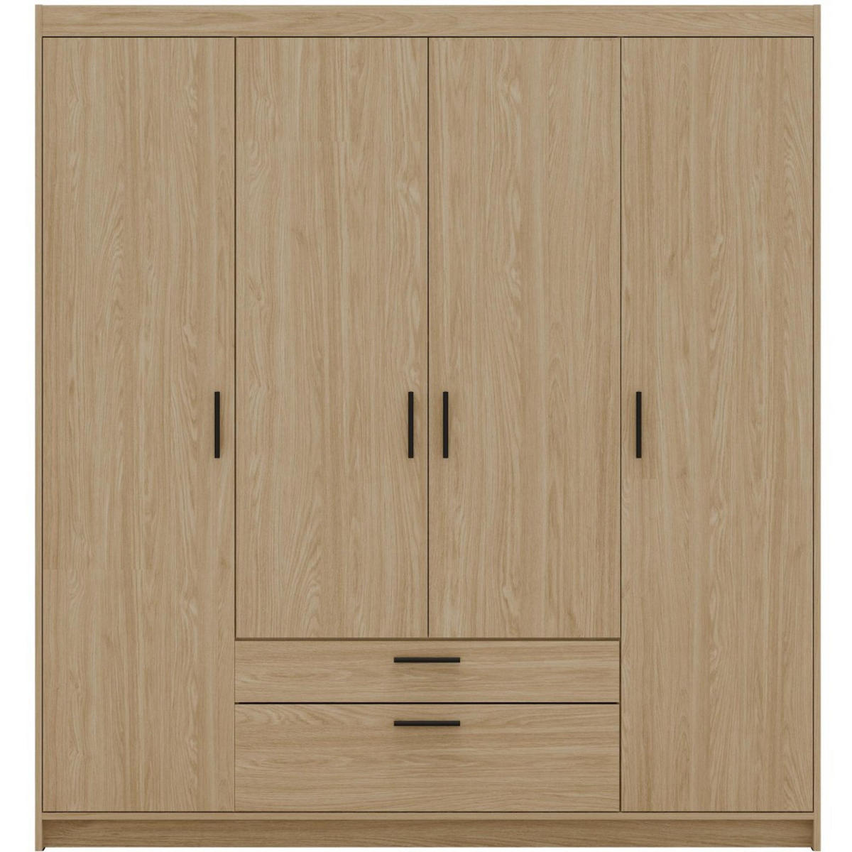 DREHTÜRENSCHRANK Elena mit 4 Türen und 2 Schubladen, ohne Spiegel Eiche Geölt - Eichefarben, Holzwerkstoff (176/190/53cm) - Beautysofa