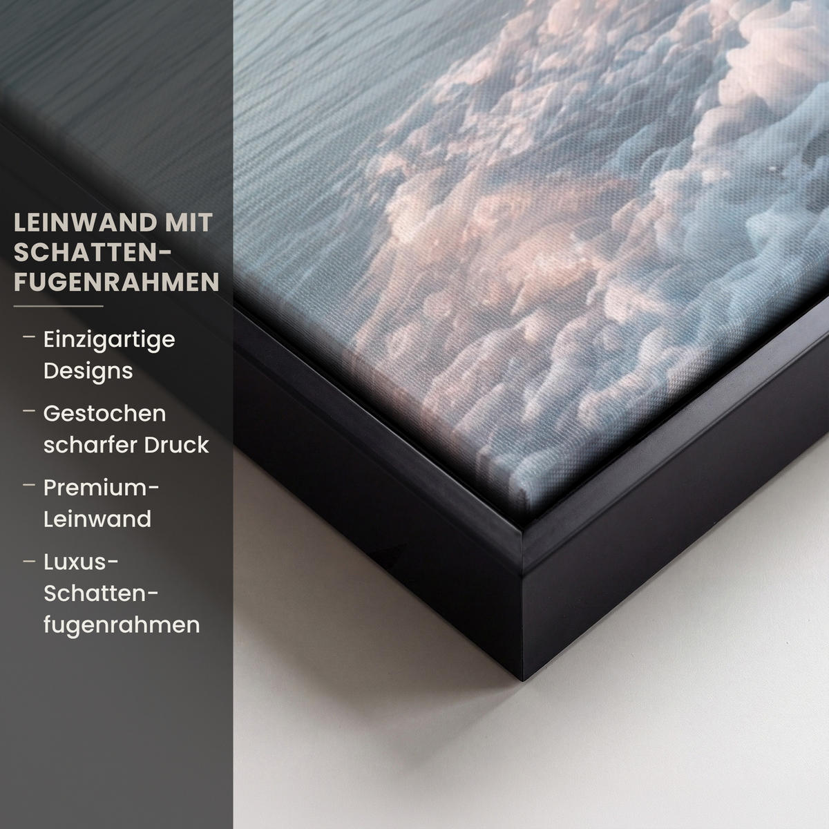 LEINWAND Bilder mit Rahmen - Küstenlinie - Pastell - Wasser - 50x50 - Pastellblau, Textil (50/50cm) - MuchoWow