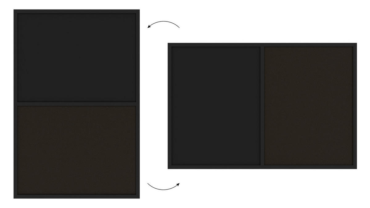 KOMBITAFEL Kork/schwarz magnetisch 90x60 Holzrahmen schwarz lackiert - Schwarz, Holz (90/60/1.5cm) - ALLboards