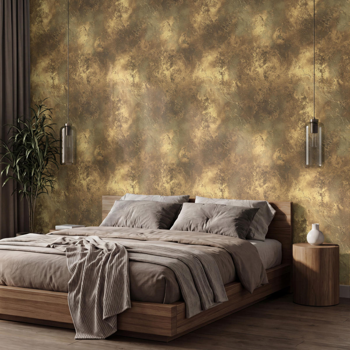 TAPETE - Antik - Metallic-Look - Gold - 450x300 cm - Messingfarben, Papier (450/300cm) - OnlyWow