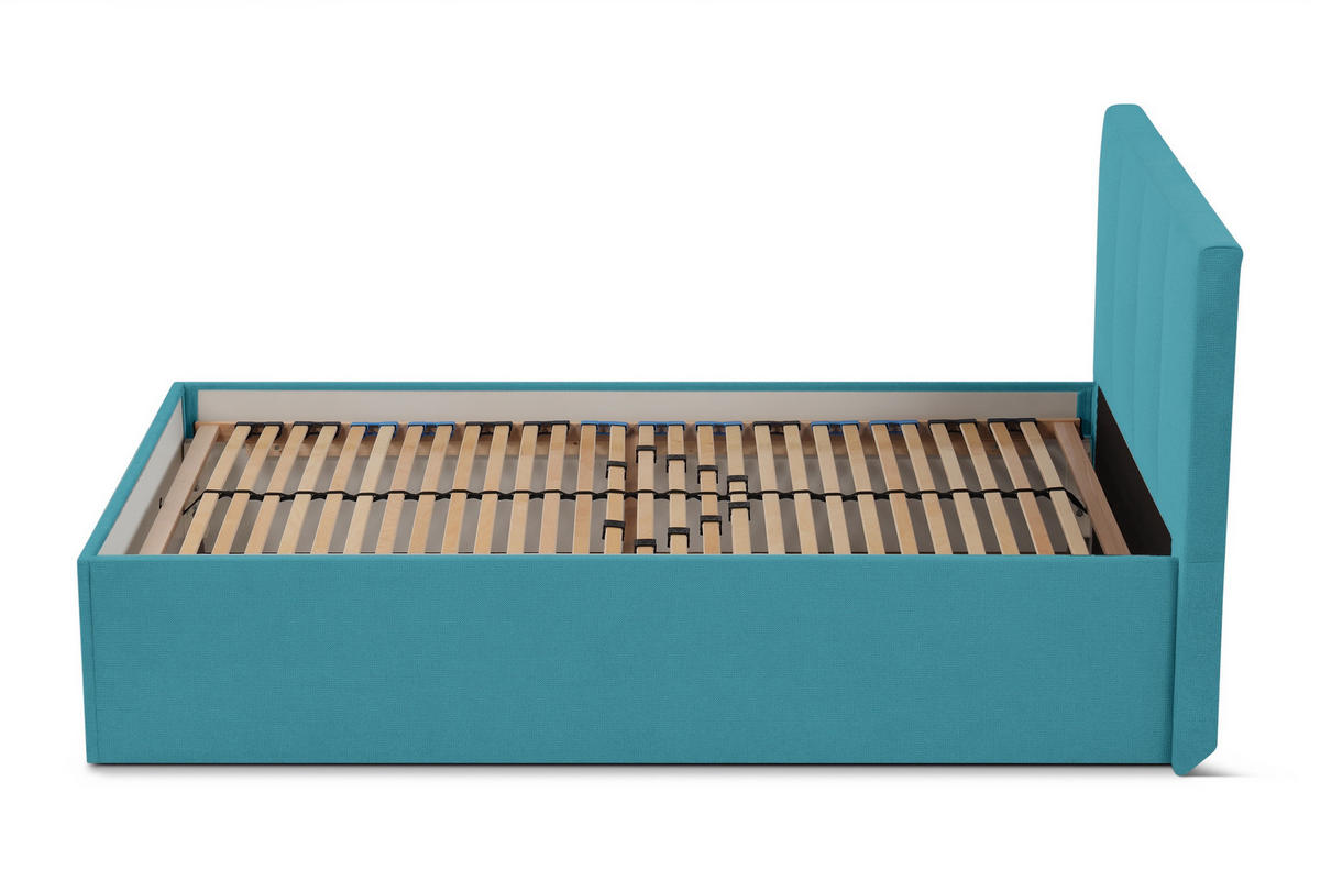 POLSTERBETT Dalas Blau 120 x 200 x 40 cm Stauraum Mit hochwertiger Matratze H2 (bis 100 kg) und Lattenrost - Blau, Holz (120/200cm) - Halmon Schlafkomfort Betten 