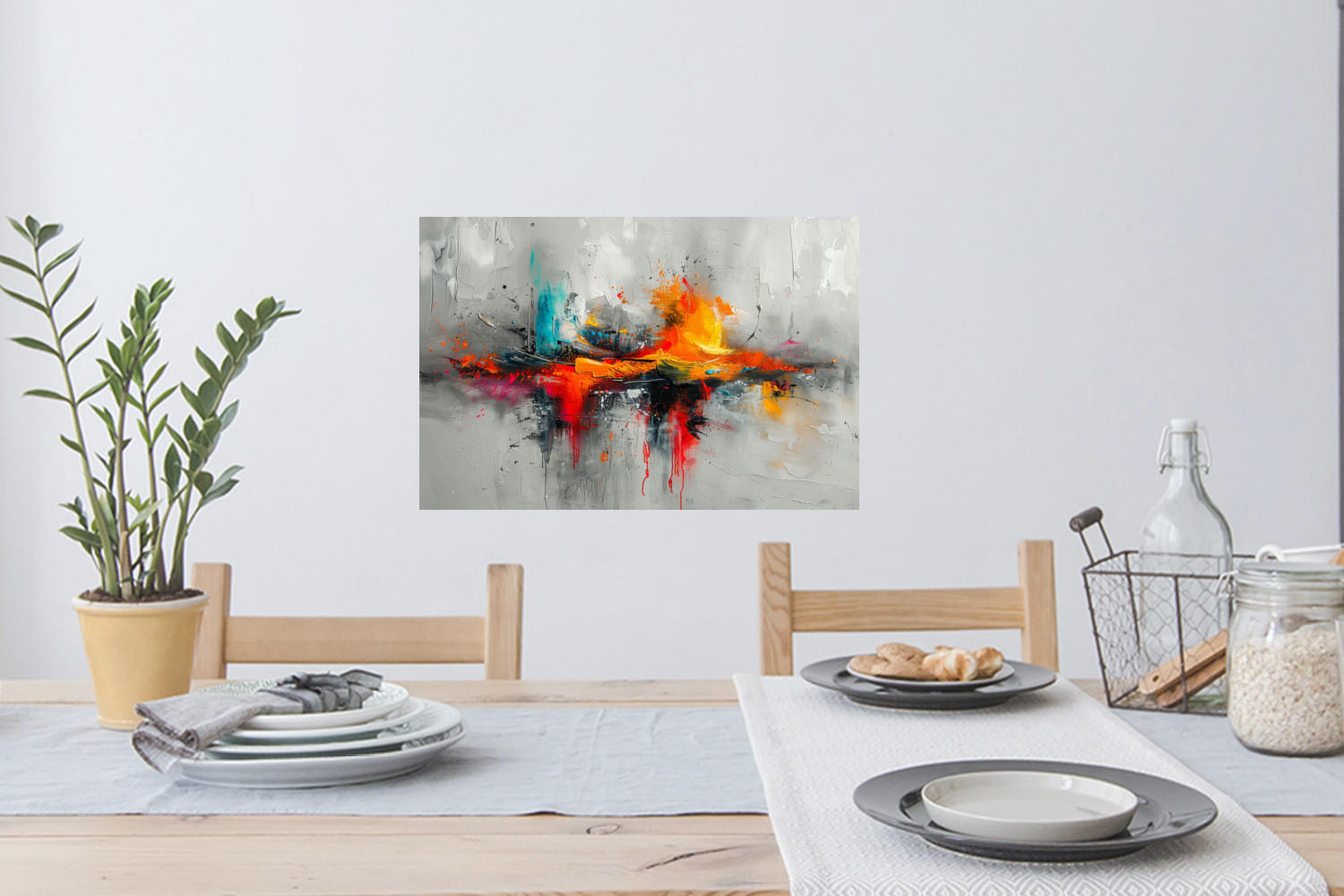 WANDTATTOO Moderne Kunst - Orange - Grau - Abstrakt 60x40 cm - Hellgrau, Kunststoff (60/40/0.1cm) - MuchoWow