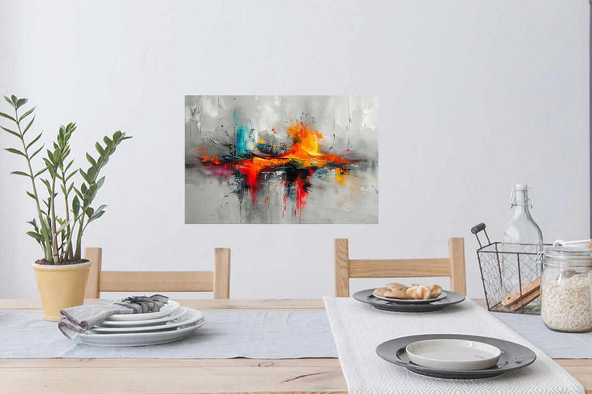 WANDTATTOO Moderne Kunst - Orange - Grau - Abstrakt 60x40 cm - Hellgrau, Kunststoff (60/40/0.1cm) - MuchoWow