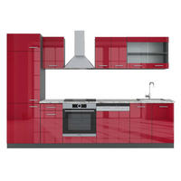 KÜCHENZEILE R-Line Rot Hochglanz/Anthrazit 300 cm , AP Marmor - Anthrazit/Rot, Holzwerkstoff (300/81.6/60cm) - Vicco