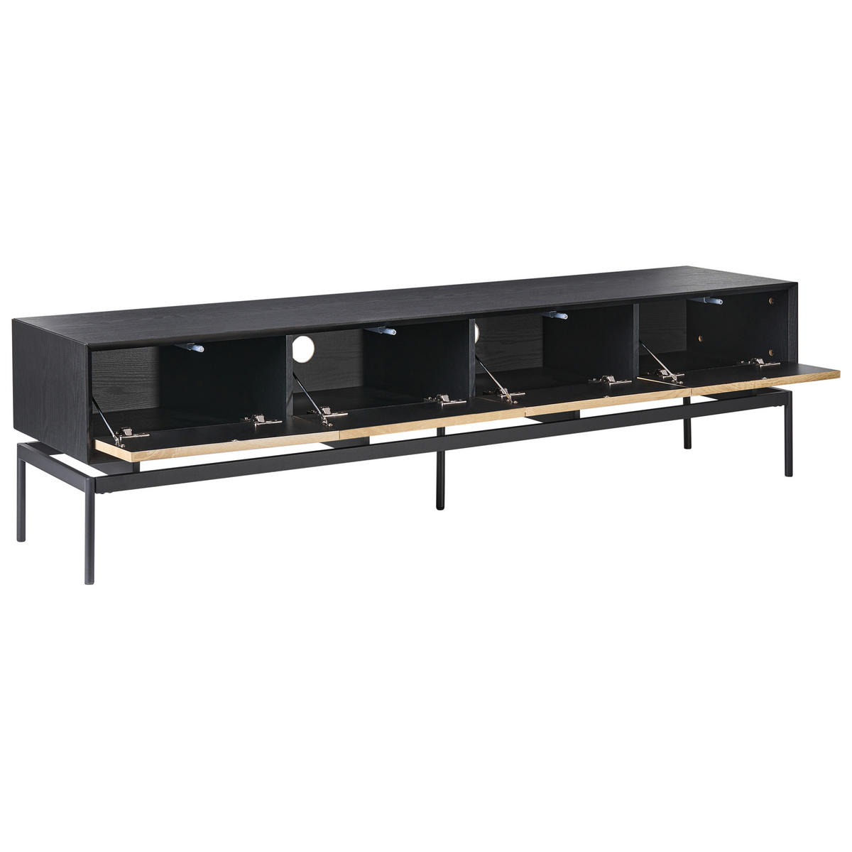 TV-MÖBEL Schwarz/Hellbraun Lancelin - Hellbraun/Schwarz, Holzwerkstoff (180/46/35cm) - Beliani