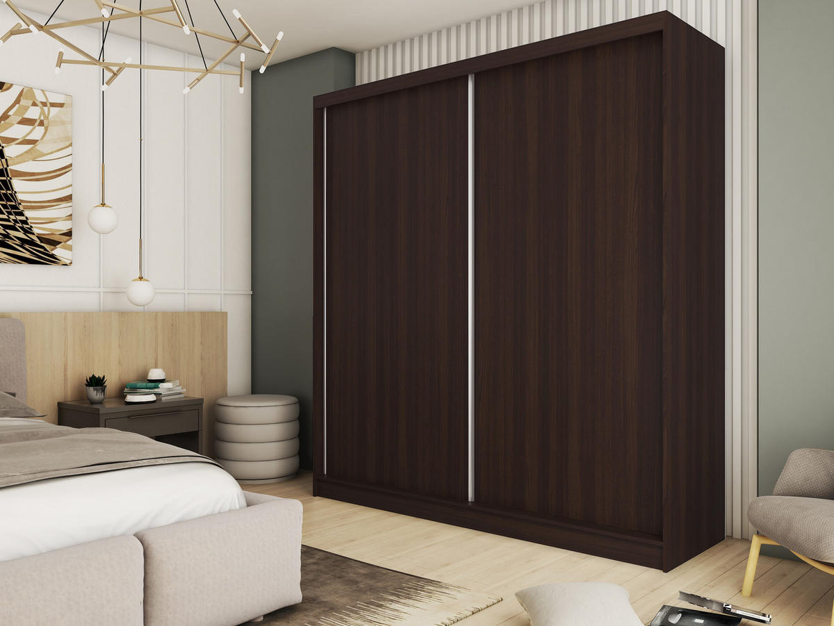 SCHWEBETÜRENSCHRANK SOFIA 200/216/61 cm 2-türig Wengefarben - Wengefarben, Holzwerkstoff (200/216/61cm) - MASSENO