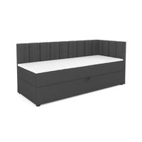 BOXBETT VIGO 90/200 cm in Cord/Velours Anthrazit H4 rechts - Anthrazit, Holz/Holzwerkstoff (90/200cm) - Deine Möbel 24