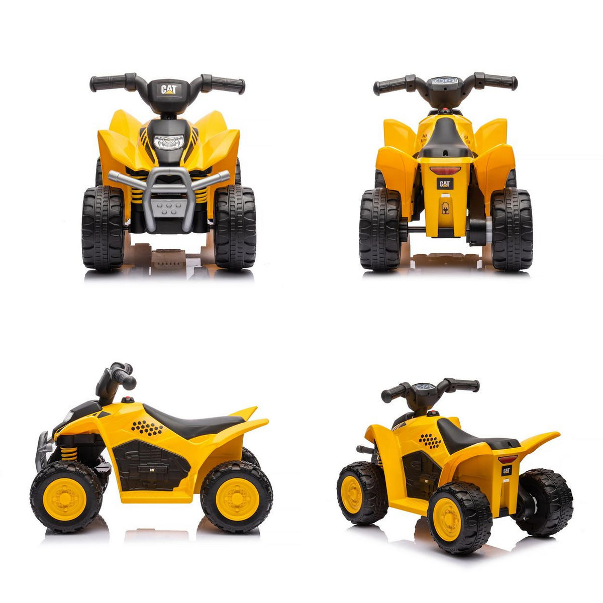 ELEKTRO-RUTSCHER CAT gelb ATV, Gaspedal, Piepton am Lenkrad, 25 kg - Gelb, Kunststoff (66/39/44cm) - Chipolino