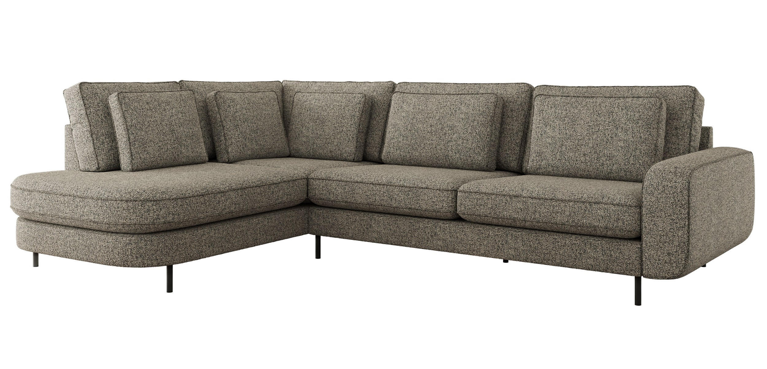 ROHOVÁ SEDAČKA CALENO L - Šedá Strukturovaná látka - Pravá Strana - šedá/černá, kov/textil (317/225cm) - MKS