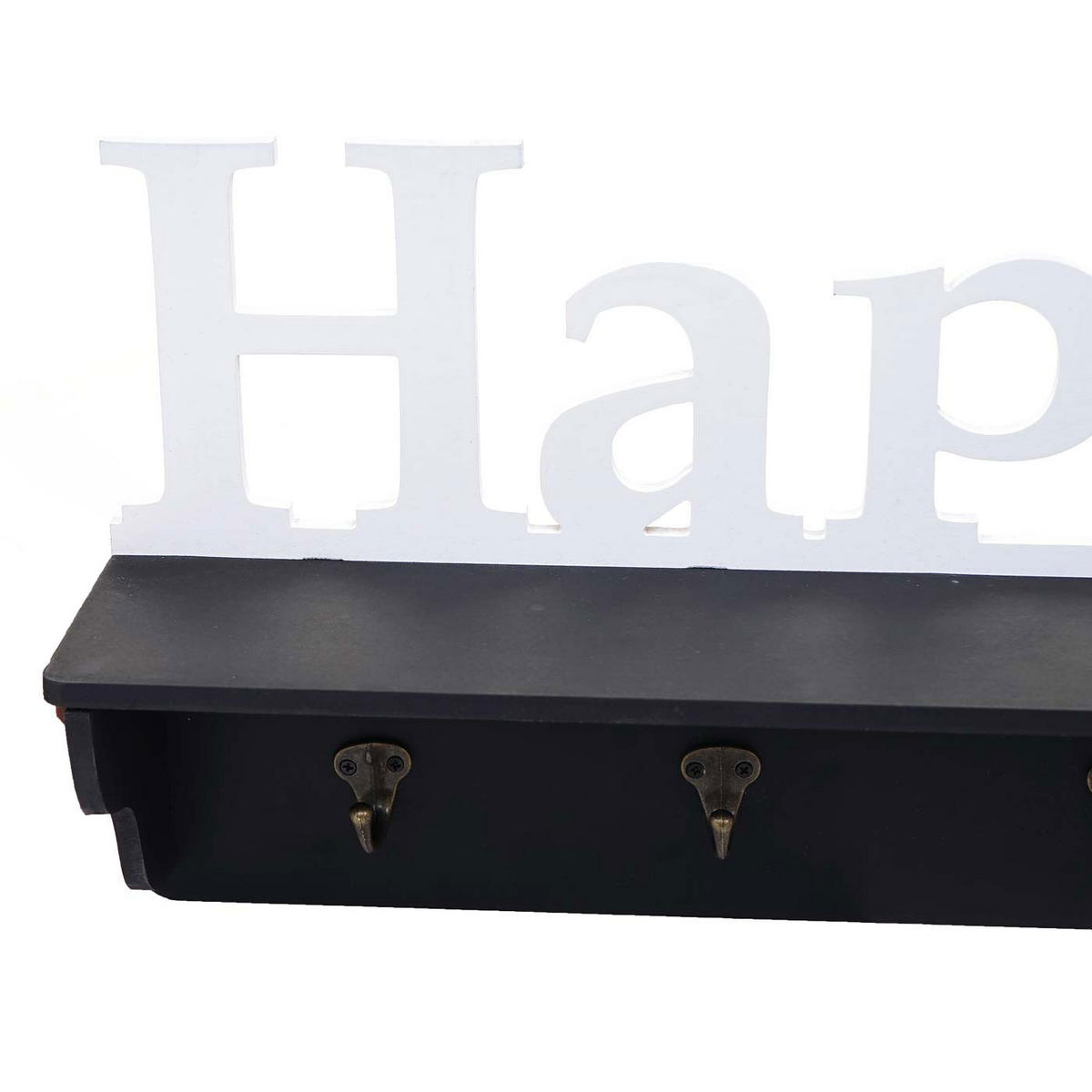 WANDGARDEROBE HAPPY 4 HAKEN Schwarz, Reinweiß - Schwarz/Weiß, Holz (60/30/13cm) - MCW
