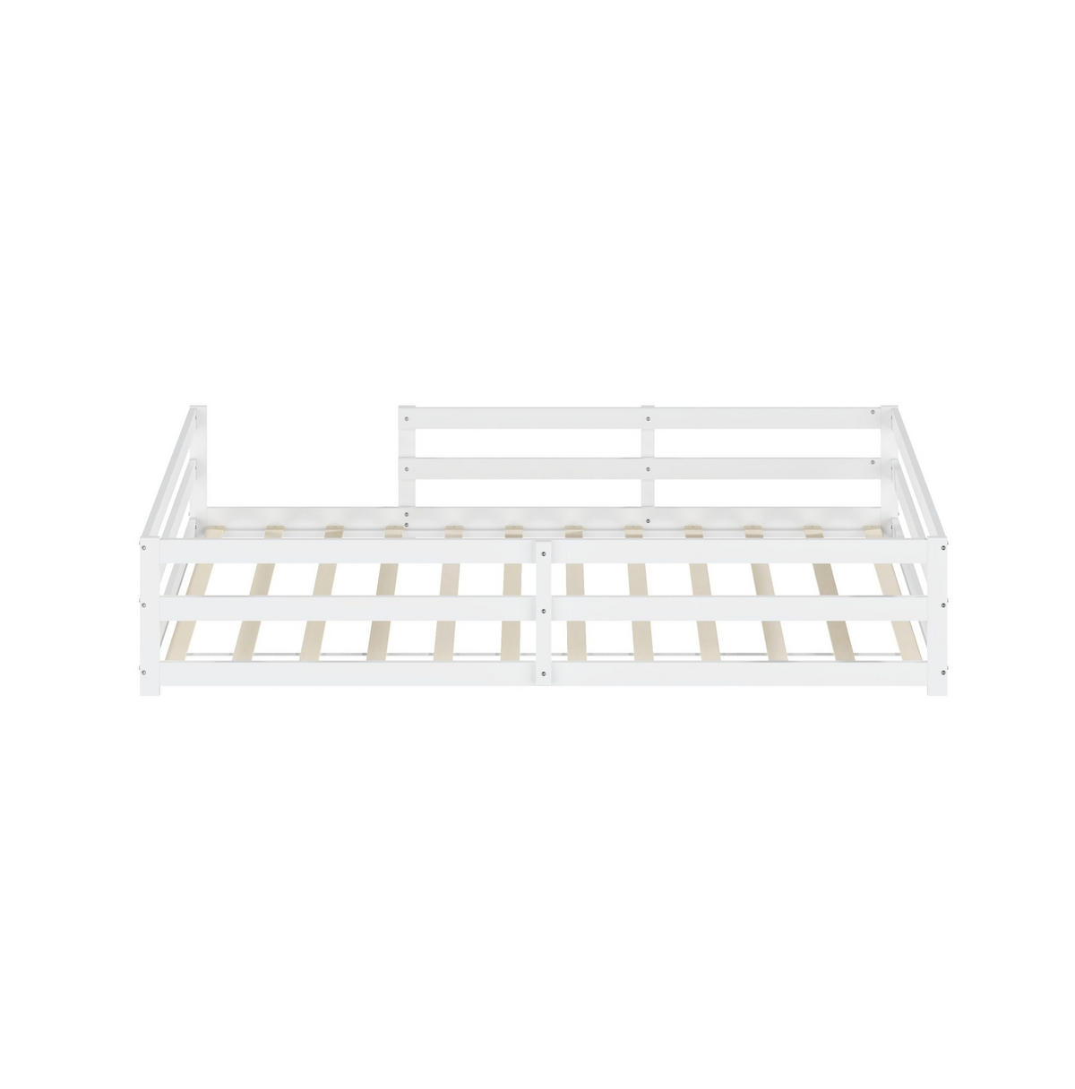KINDERBETT Montessori 140/200 cm weiß mit Lattenrost - Weiß, Holz (140/200cm) - MIVRAY