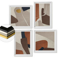 WANDBILDER 4er-Set - 50x50 cm & 40x60 cm Weißer Rahmen - Abstrakte moderne Formen - Weiß, Kunststoff (50/50cm) - ArtPrintCave