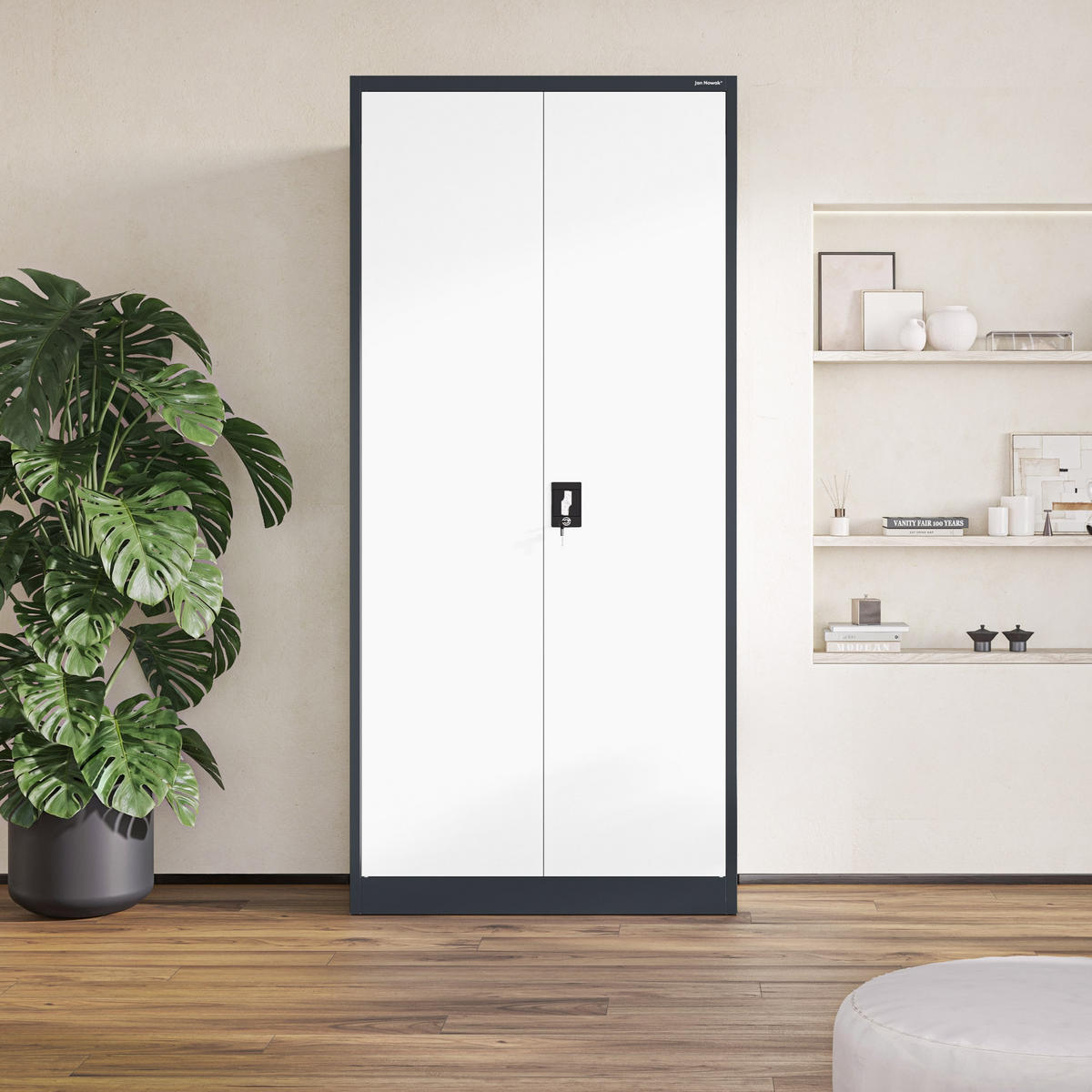 AKTENSCHRANK JAN H - Anthrazit/Weiß, Metall (90/195/40cm) - Jan Nowak