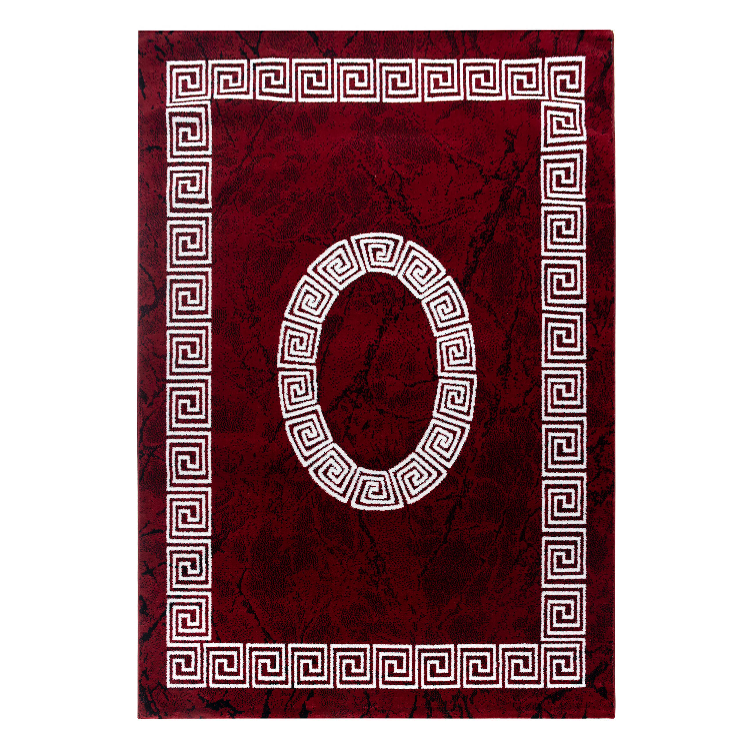 TEPPICH Kurzflor Mäander-Muster Polypropylen Wohnzimmer Rot Rechteckig 140x200 - Rot, Textil (140/200cm) - KADIMA DESIGN