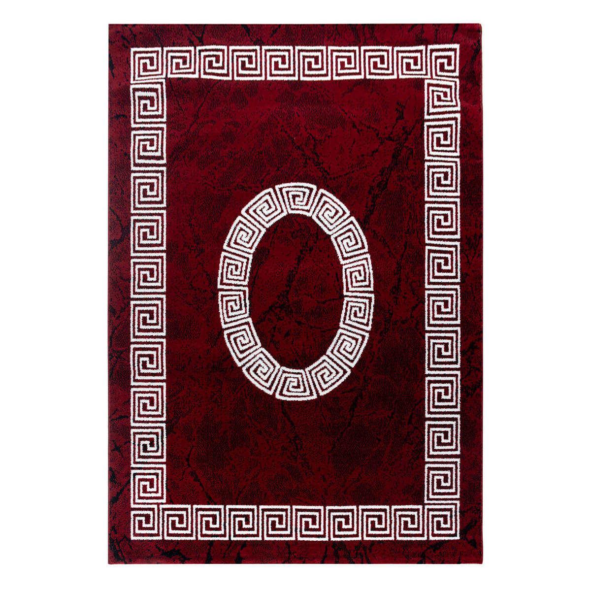 TEPPICH Kurzflor Mäander-Muster Polypropylen Wohnzimmer Rot Rechteckig 240x340 - Rot, Textil (240/340cm) - KADIMA DESIGN