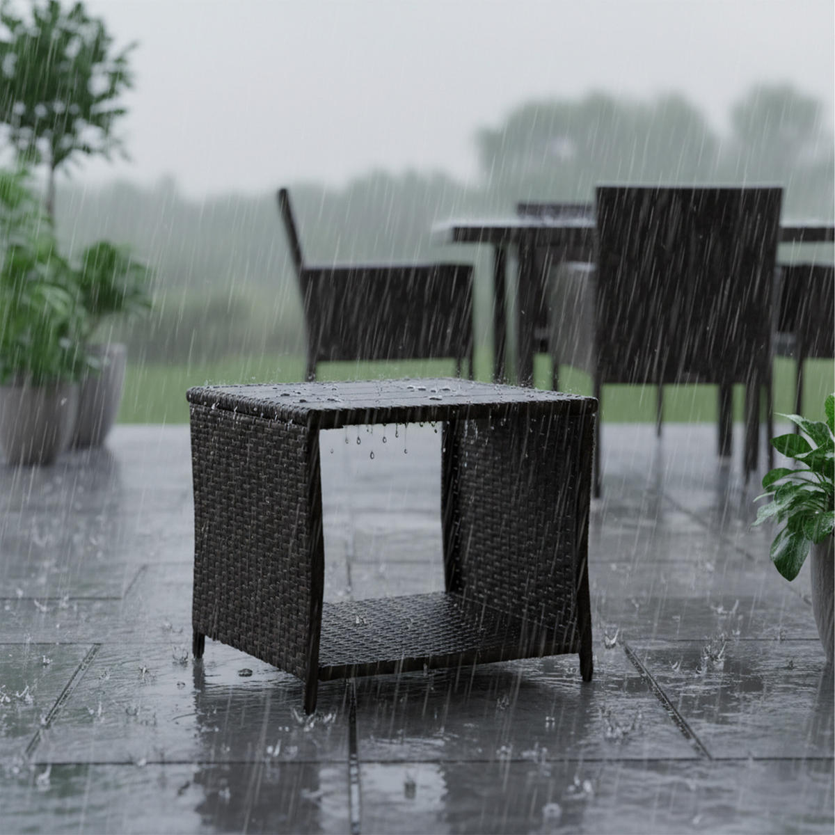 BALKONTISCH - Braun, Kunststoff/Metall (45/45/40cm) - Relaxdays