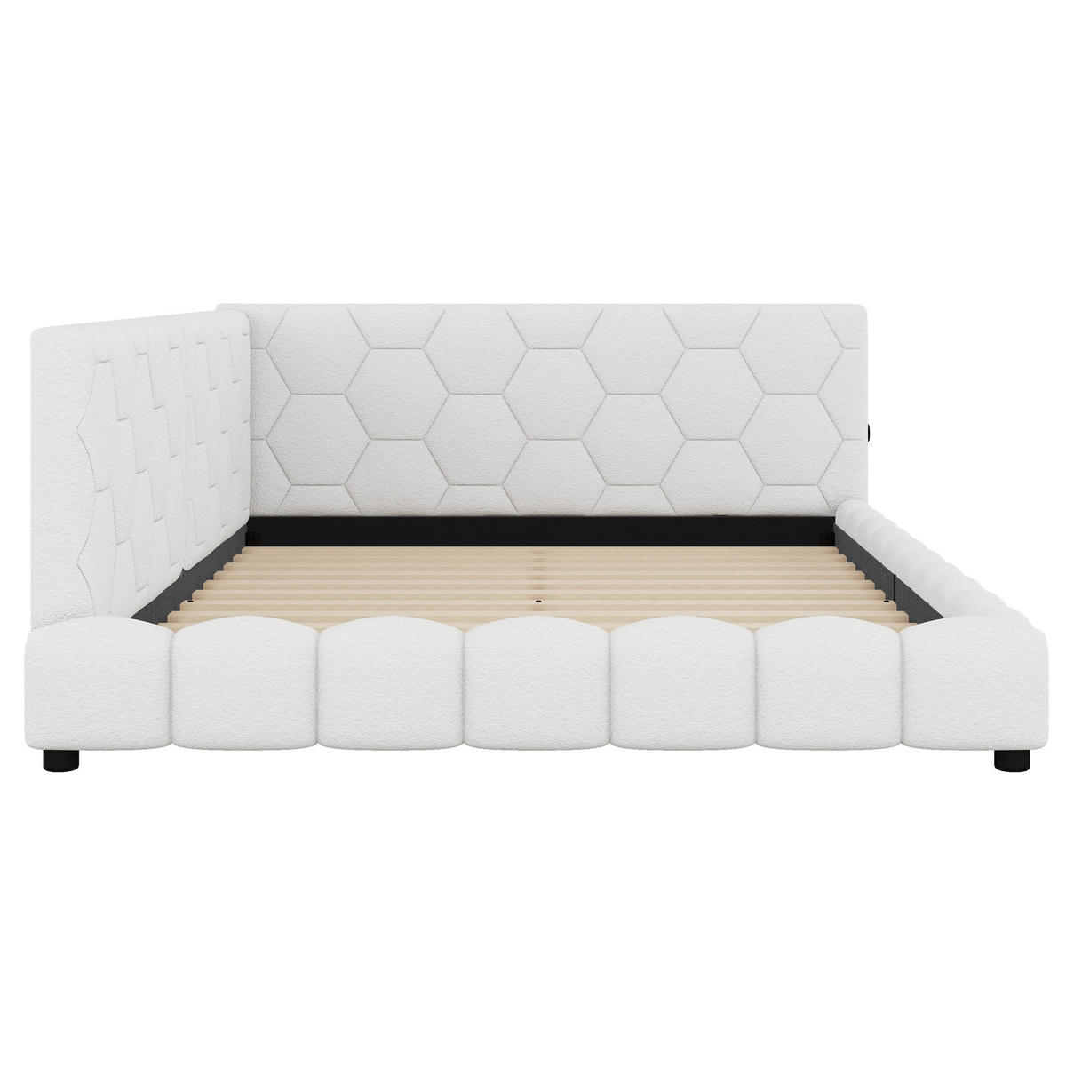 POLSTERBETT 140/200 cm Weiß aus Vliesimitat und MDF mit LED-Beleuchtung - Weiß, Textil (140/200cm) - OKMYHOME