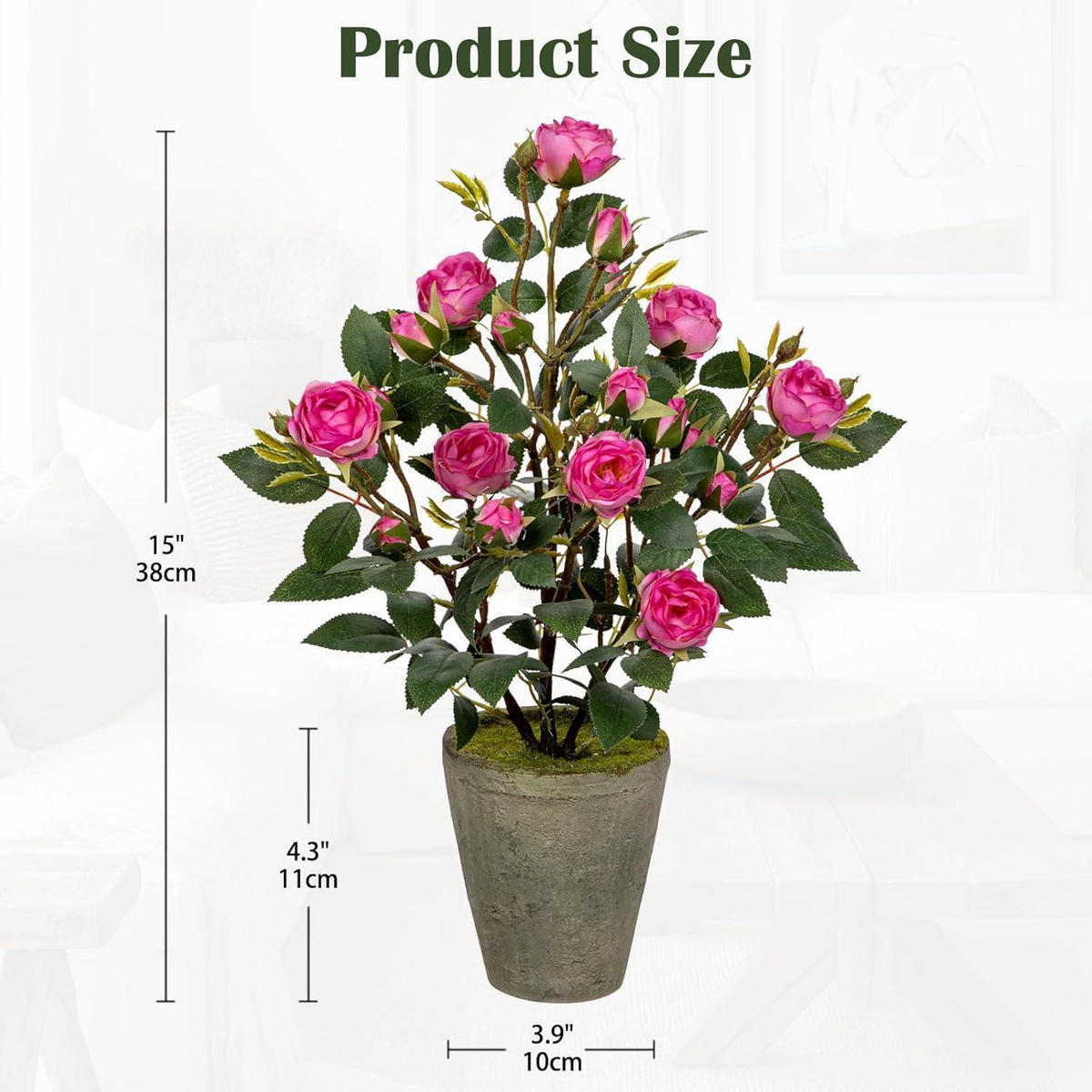 KUNSTROSEN im Topf Höhe 38 cm Rosa - Rosa, Kunststoff (38cm)