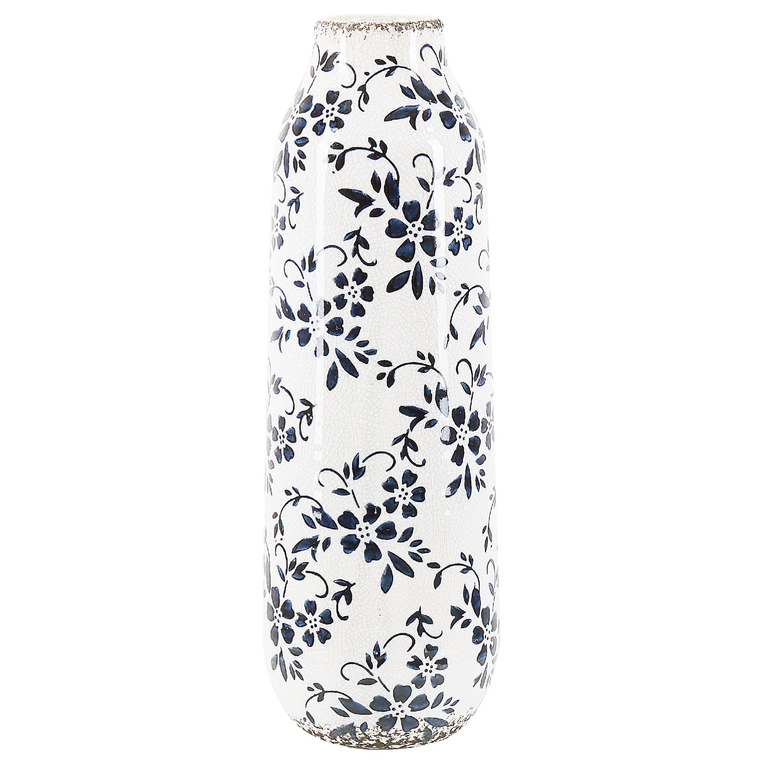 BLUMENVASE Steinzeug weiß Mulai - Weiß, Keramik (35cm) - Beliani