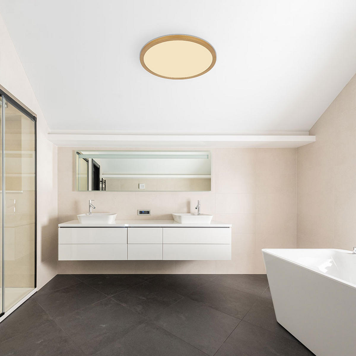 LED DECKENLEUCHTE Messing - Messingfarben, Kunststoff (42/42/2.5cm) - Globo Lighting