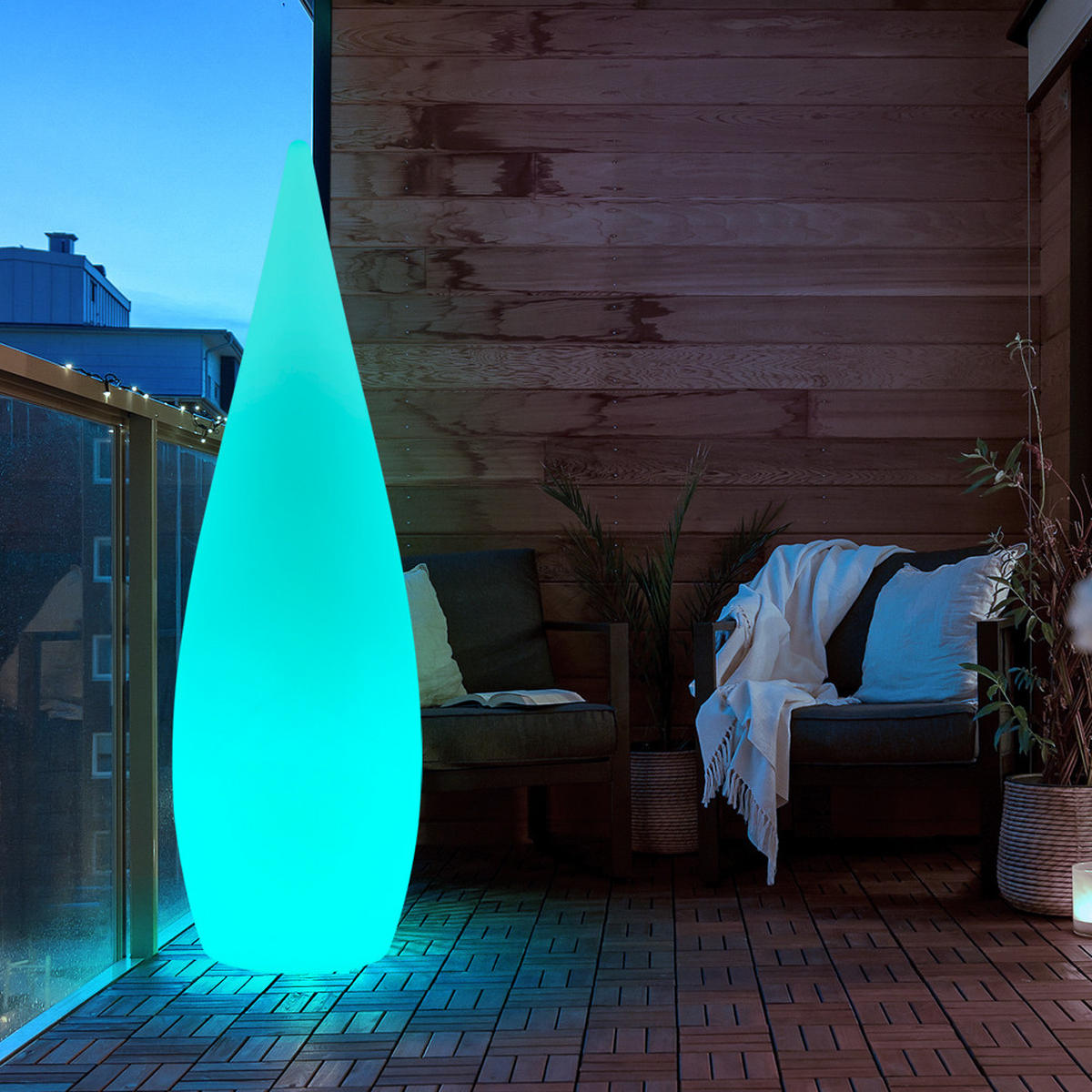 LED AUSSENLEUCHTE VASCON Weiß - Weiß, Kunststoff (24/24/80cm) - Globo Lighting