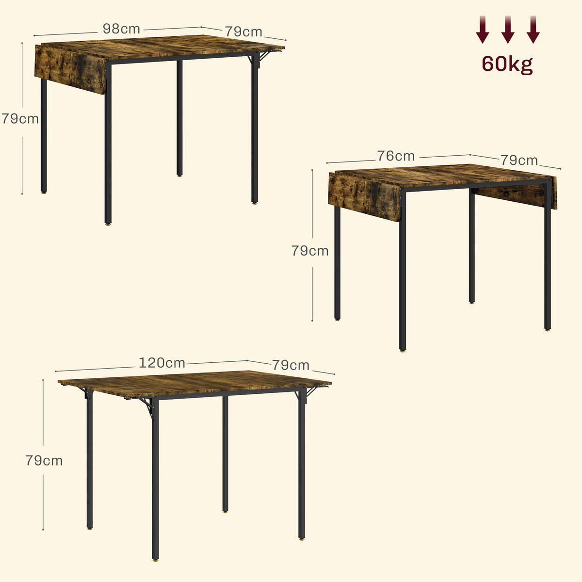 ESSTISCH Braun 1 Stück - Braun, Kunststoff (120/79/79cm) - GiPP