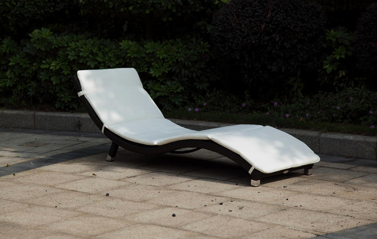 SONNENLIEGE Alice 2er Set mit Auflage Coffee Kunststoff Gartenliege Wellig - Mokka, Kunststoff (59/62/185cm) - DELUKE