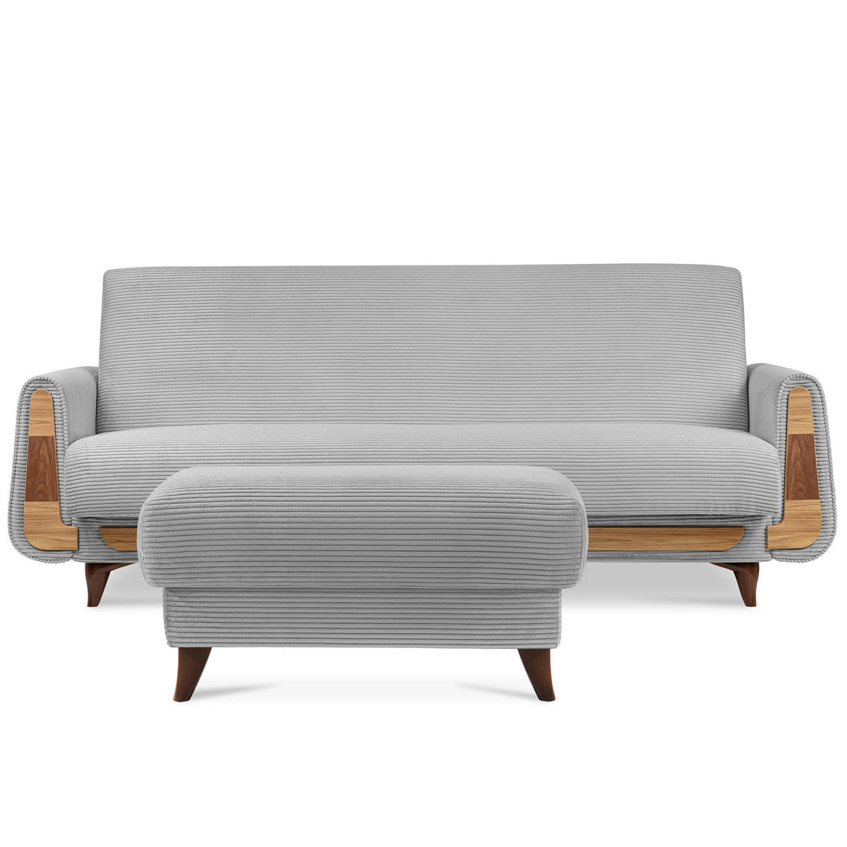 HOCKER GUSTAVO II, Hellgrau - Hellgrau/Braun, Holz/Holzwerkstoff (92/49/92cm) - KONSIMO®