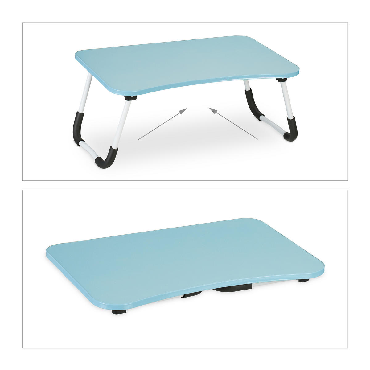 LAPTOPTISCH Hellblau klappbar MDF 60x40 cm - Hellblau, Holzwerkstoff/Kunststoff (40/63/26cm) - Relaxdays