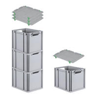 EUROBOX 4x Nextgen Economy Mit Auflagedeckel Grau/Grün Griffe Offen 30 Liter - Grün, Kunststoff (30/32/40cm) - PROREGAL