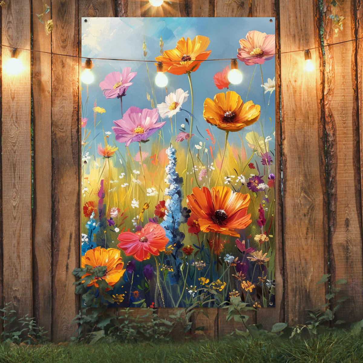 ZAHRADNÍ PLAKÁT Květiny - Příroda - Botanické - Umění 120x180 cm - světle modrá, plast (120/180/0.2cm) - OnlyWow