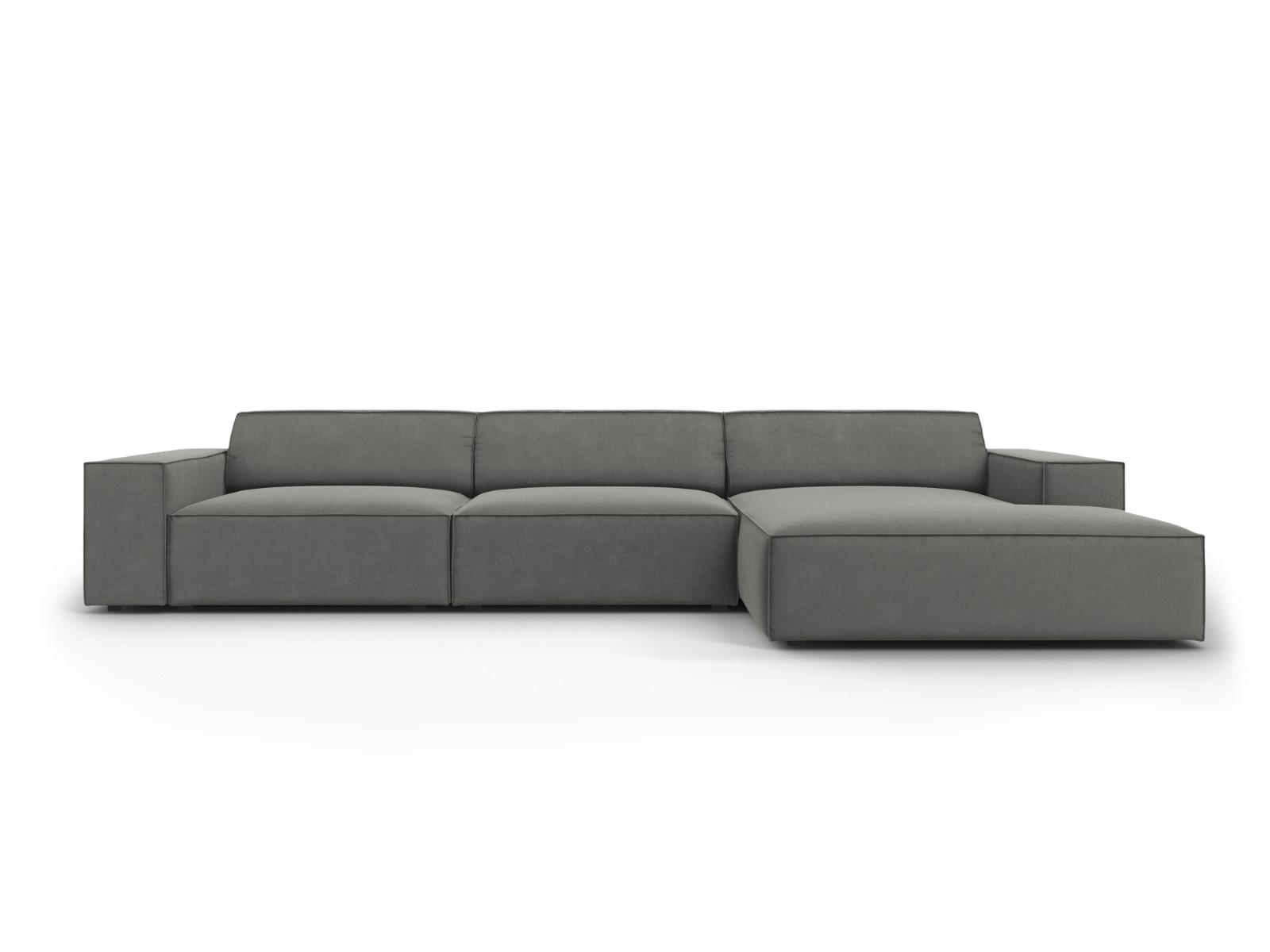 ECKSOFA rechts Jodie aus Samt hellgrau 4 Sitzplätze - Hellgrau, Textil (166/284cm) - Micadoni