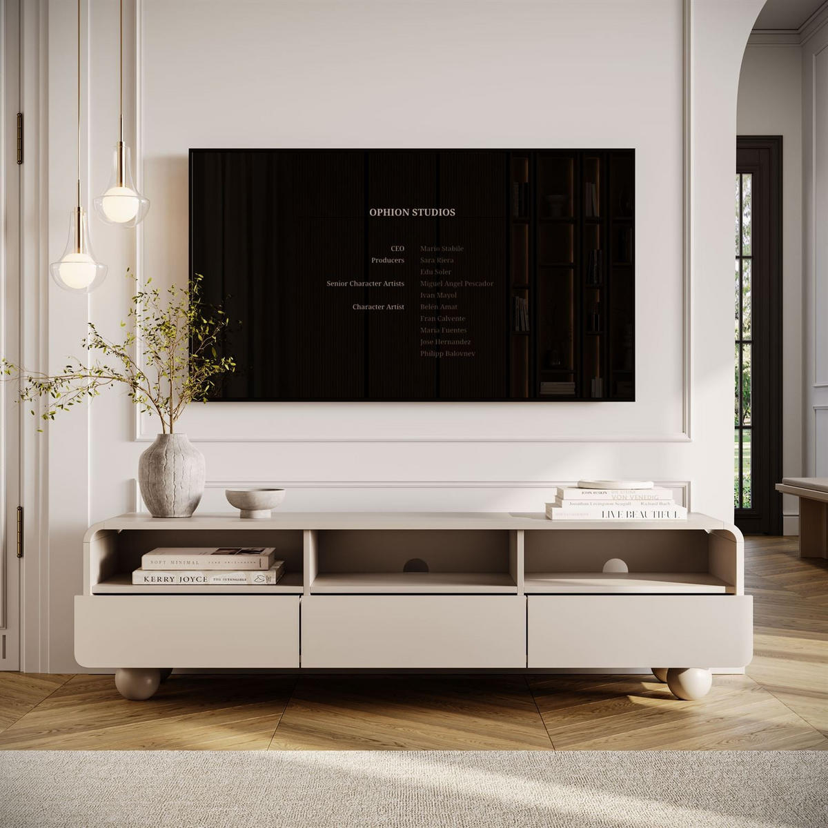 TV-SCHRANK OLIVIO 160 cm mit Schubladen - Kaschmir, Holzwerkstoff (160/44/39cm) - Lookway