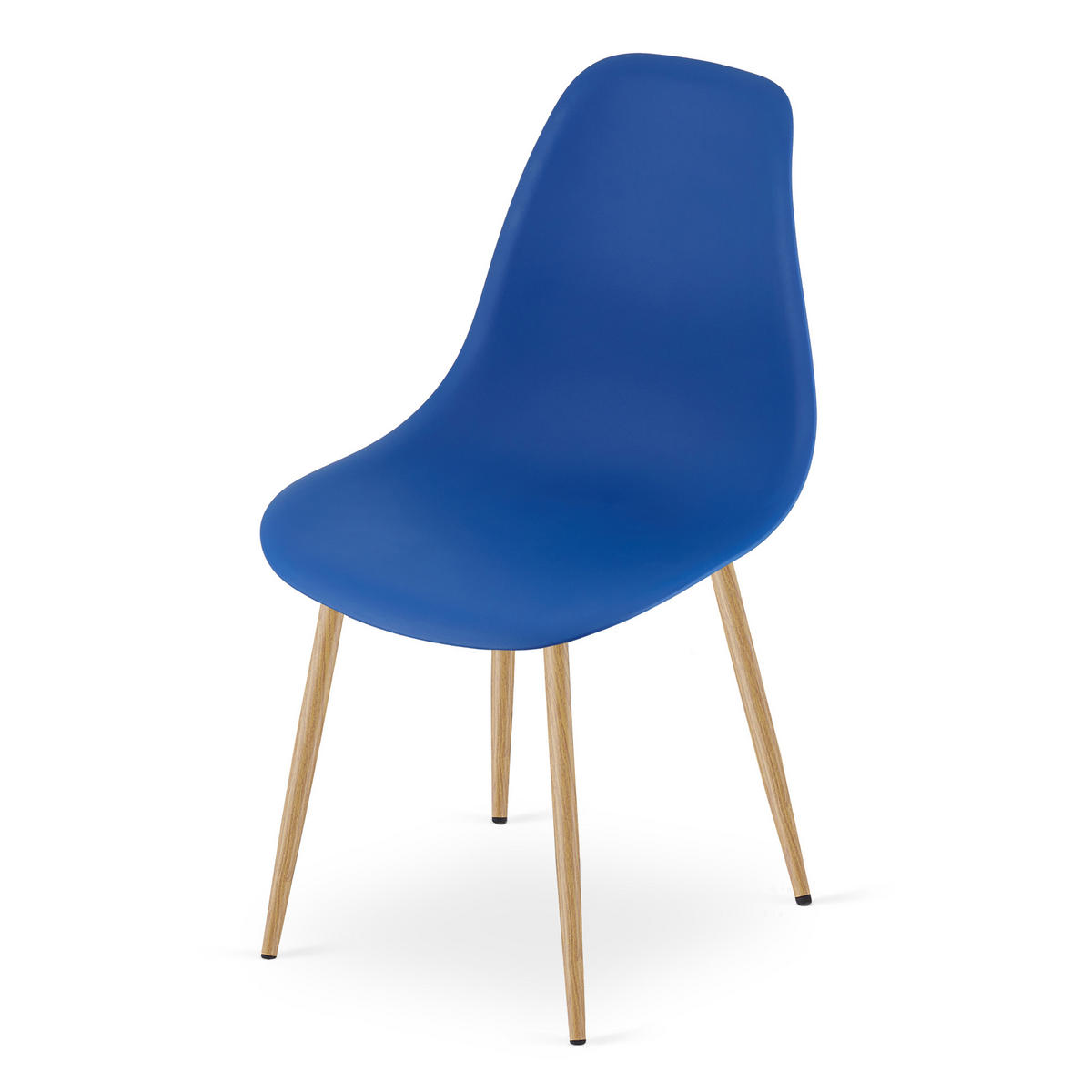 ESSZIMMERSTUHL 2-er Set KALEO blauer Sitz, natürliche Beine - Blau/Naturfarben, Kunststoff (46/84/51cm) - Valora