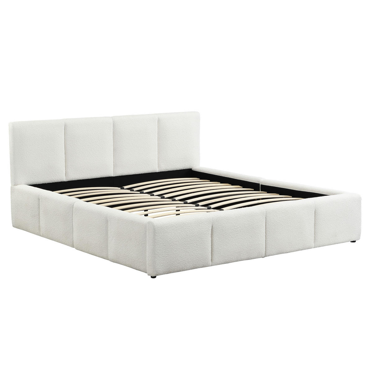 POLSTERBETT 180/200 cm DE-03036, mit Bouclé-Bezug, in Beige - Beige, Metall (180/200cm) - ComfortXL